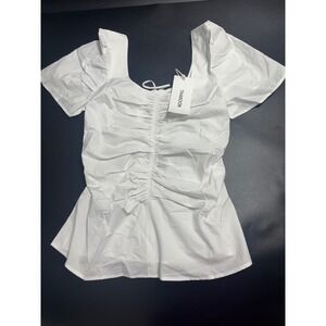Thakoon‎ NEW Ruched Open Back Keyhole Top in White Size 0